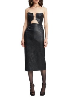 Bardot Nefeli Cutout Faux Leather Strapless Dress