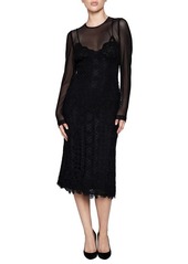 Bardot Nicolette Long Sleeve Lace Midi Dress