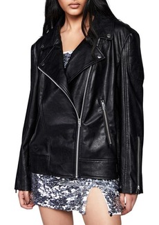 Bardot Oversize Faux Leather Biker Jacket