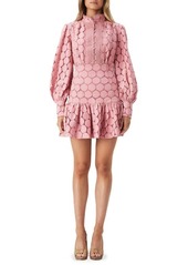Bardot Remy Long Sleeve Spot Lace Minidress