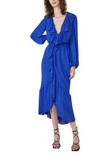 Bardot Sophya Long Sleeve Wrap Dress in Electric Blue at Nordstrom