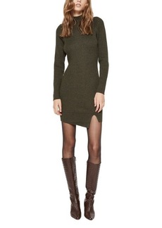 Bardot Tahani Long Sleeve Sweater Minidress in Khaki at Nordstrom