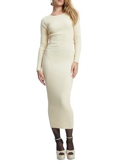 Bardot Vigo Rib Twist Back Cutout Long Sleeve Midi Sweater Dress