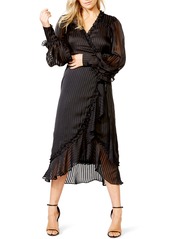 Bardot Whitney Tonal Stripe Long Sleeve Wrap Dress