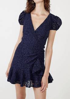 Bardot Lace Tie Back Mini Dress In Navy