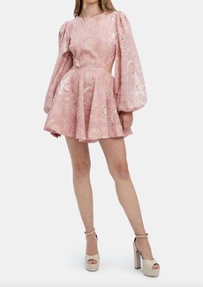 Bardot Mila Broderie Mini Dress In Pale Blush