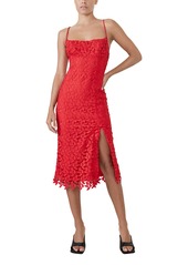 Bardot Ariel Leaf Embroidered Lace Dress in Lipstick Red at Nordstrom