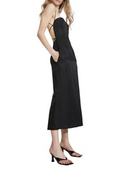 Bardot Mindy Strappy Open Back Linen Blend Dress in Black at Nordstrom