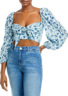 Bardot Womens Linen Off The Shoulder Cropped