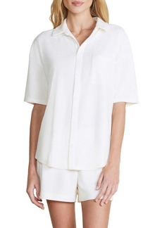 barefoot dreams Cozy Terry Short Sleeve Button-Up Shirt