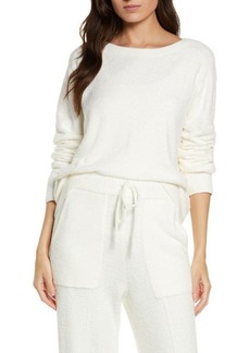 barefoot dreams CozyChic Lite® Boat Neck Sweater in Pearl at Nordstrom