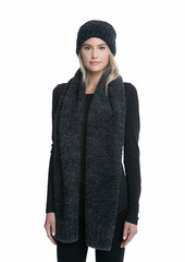 Barefoot Dreams Womens Cozychic Pom And Scarf Set Beanie Hat Carbon/Black  US