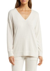 barefoot dreams High-Low Hem V-Neck Pajama Pullover Sweater