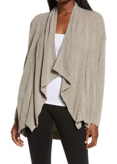 barefoot dreams Shawl Collar Pointelle Cardigan in Nickle at Nordstrom