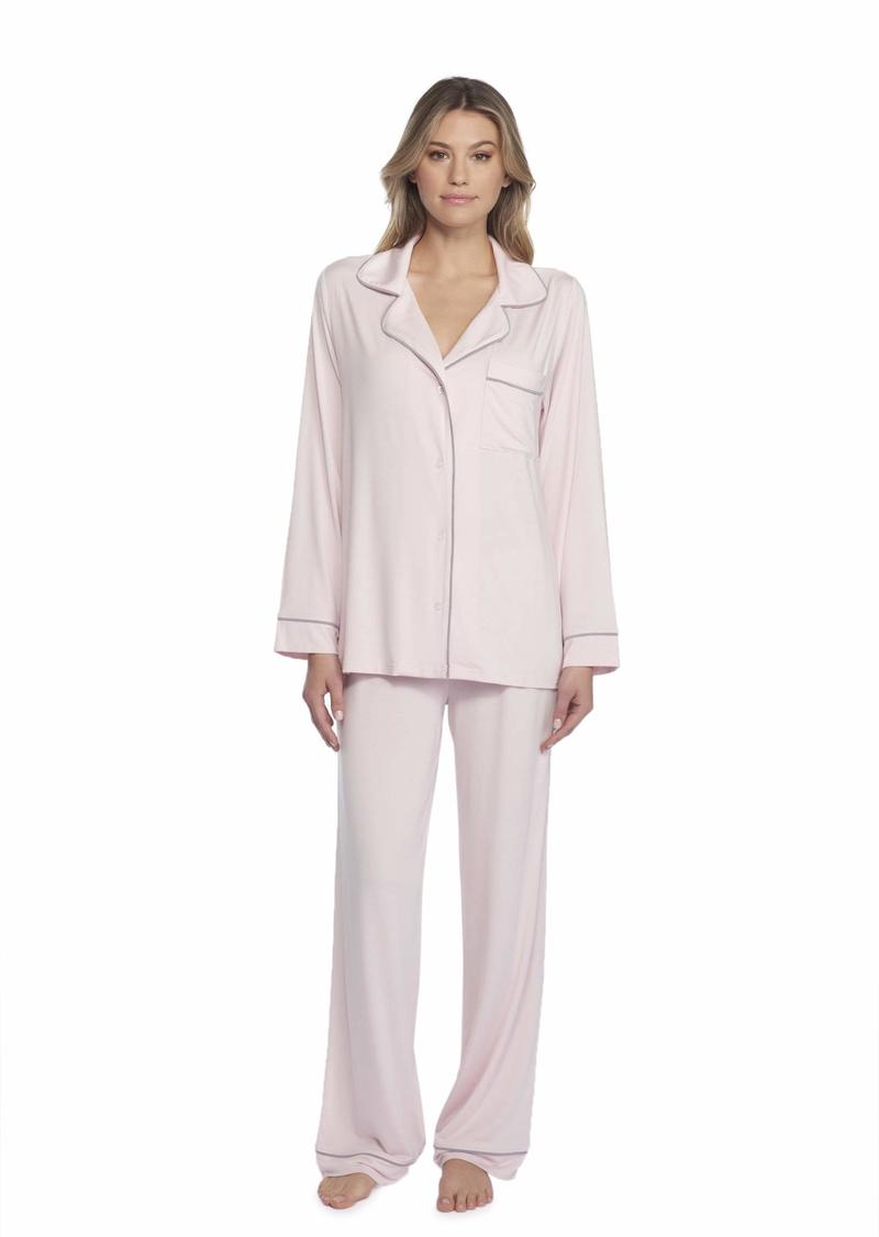 Barefoot Dreams Womens Luxe Milk Jersey Piped Pajama Set   US
