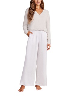 Barefoot Dreams Washed Satin Wide Leg Pant Pants for Sleep and Relaxation Luxe Satin Sleepwear  Scattered Paisley XS