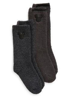 barefoot dreams x Disney Kids' 2-Pack CozyChic™ Classic Crew Socks in Carbon Multi at Nordstrom