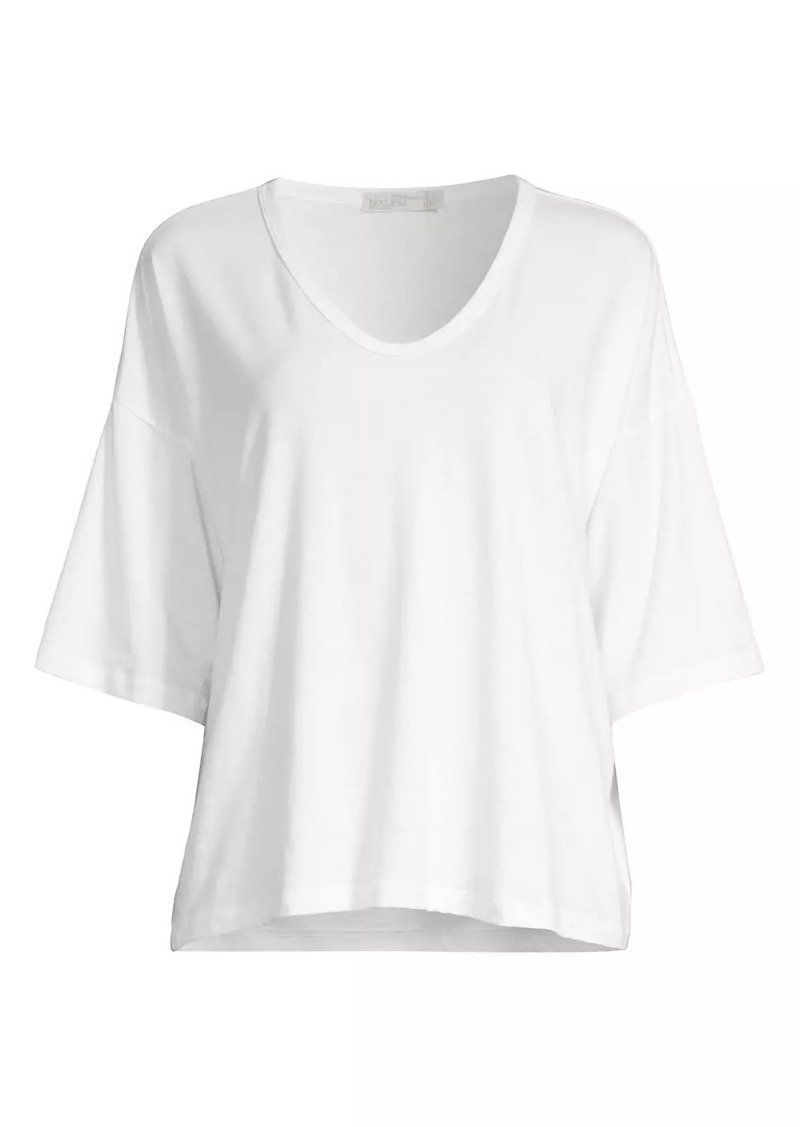 Barefoot Dreams Slub Jersey V-Neck Boxy T-Shirt