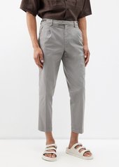 Barena Venezia - Masco Pleated Cotton-blend Cropped Trousers - Mens - Grey
