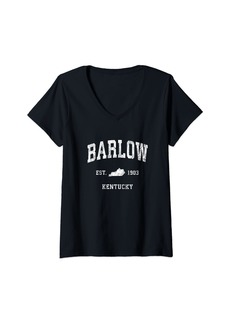 Womens Barlow Kentucky KY Vintage Athletic Sports Design V-Neck T-Shirt