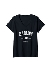 Womens Barlow Oregon OR Vintage Athletic Sports Design V-Neck T-Shirt