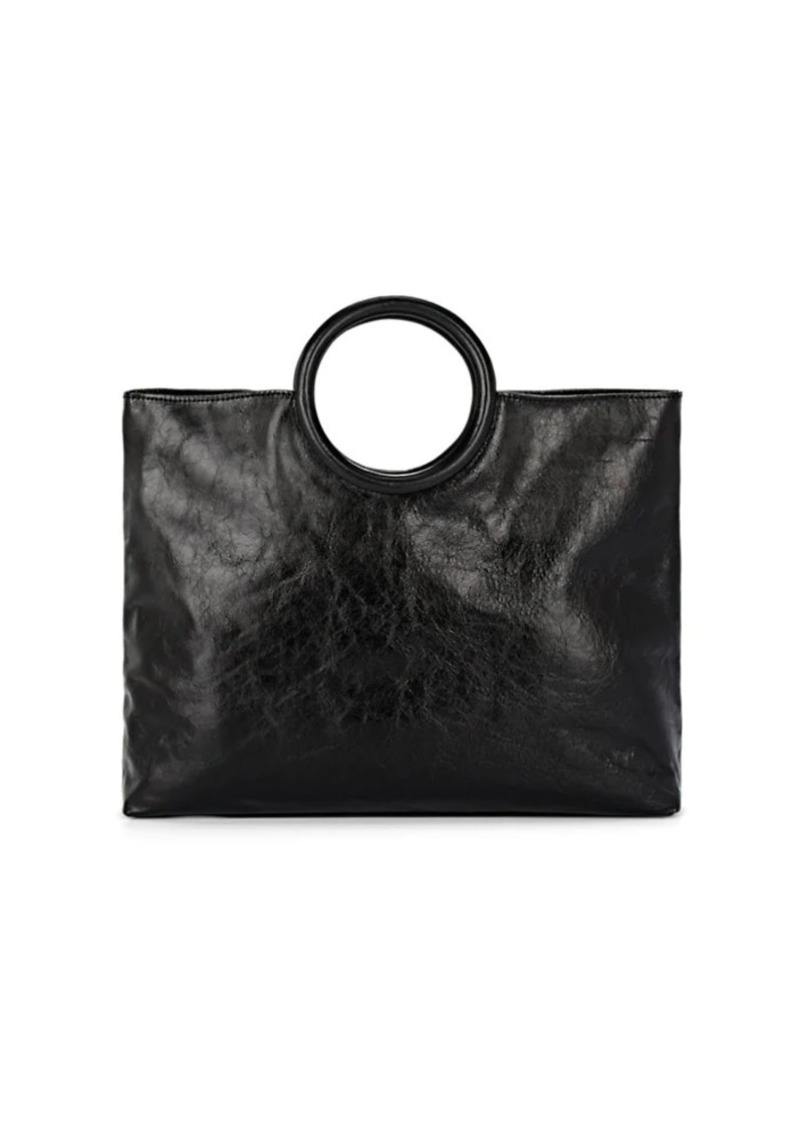 Barneys New York Women's Circular-Handle Leather Tote Bag - Black
