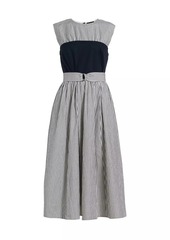 Barneys New York Cotton Striped Bustier Midi-Dress
