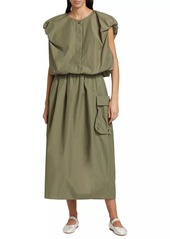 Barneys New York Sartorial Rawness Cotton-Blend Midi-Skirt