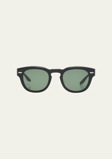 Barton Perreira Men's Demarco Keyhole-Bridge Acetate Rectangle Sunglasses