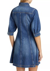 ba&sh Barb Cotton Denim Puff-Sleeve Minidress