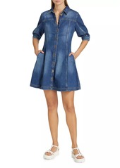 ba&sh Barb Cotton Denim Puff-Sleeve Minidress