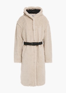 Ba&sh - Belted faux shearling hooded coat - White - 0