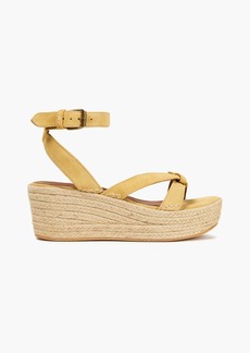 Ba&sh - Candella knotted suede espadrille wedge sandals - Yellow - EU 36