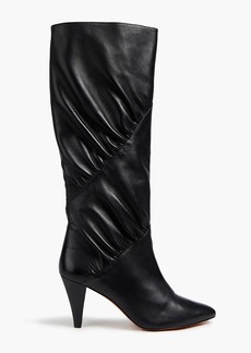 Ba&sh - Ciara gathered textured-leather boots - Black - EU 36