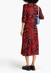 Ba&sh - Crissy belted floral-print satin midi wrap dress - Red - 0