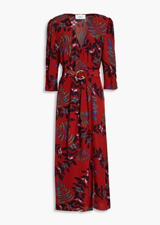 Ba&sh - Crissy belted floral-print satin midi wrap dress - Red - 0