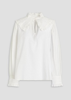 Ba&sh - Donia broderie anglaise-trimmed cotton-jacquard blouse - White - 1