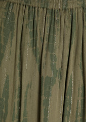 Ba&sh - Kylie gathered metallic printed crepe midi skirt - Green - 0