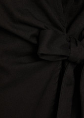 Ba&sh - Olga ruched cotton-blend canvas mini wrap dress - Black - 0
