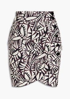Ba&sh - Oster wrap-effect pleated printed cotton mini skirt - White - 0