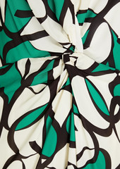 Ba&sh - Paz twist-front printed crepe de chine midi dress - Green - 0