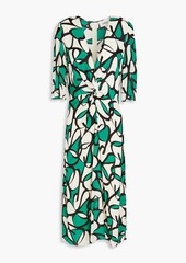 Ba&sh - Paz twist-front printed crepe de chine midi dress - Green - 0