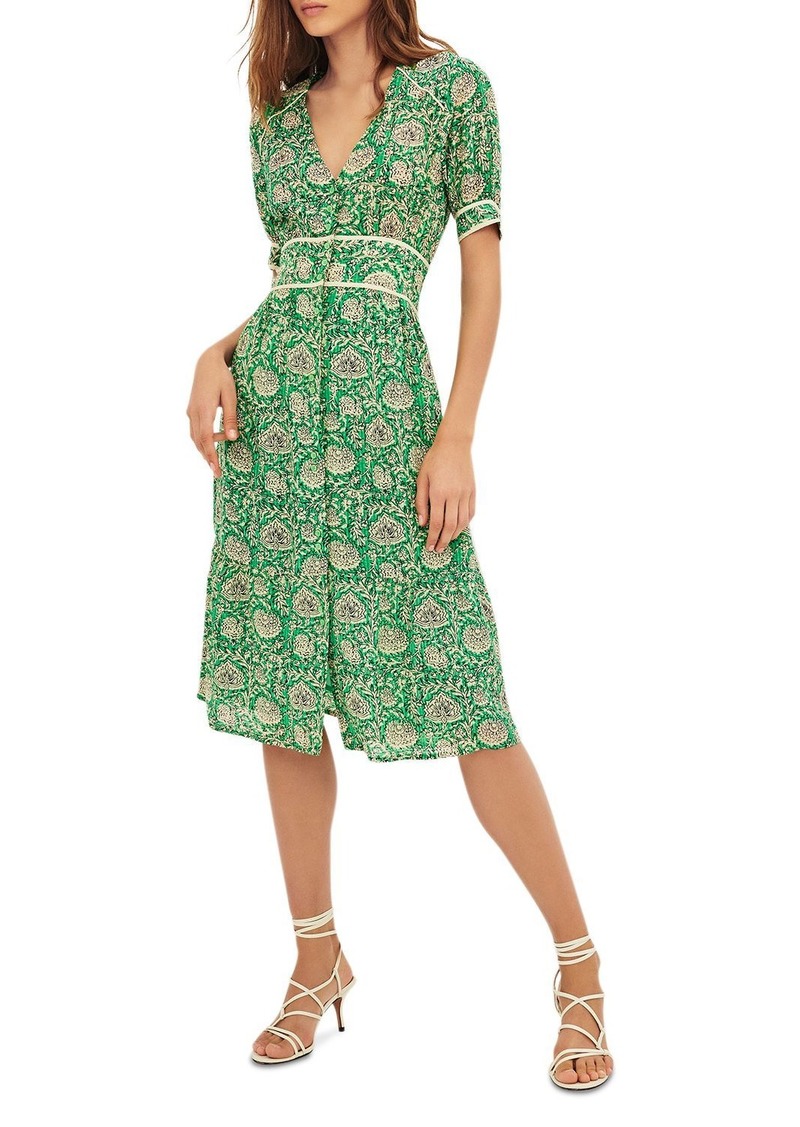 ba&sh plume printed midi dress