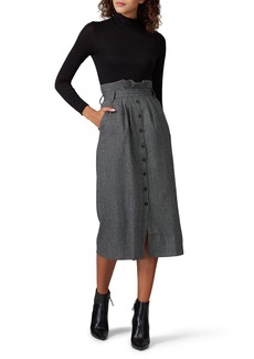 BA&SH Gapi asymmetric tiered printed crepon midi skirt