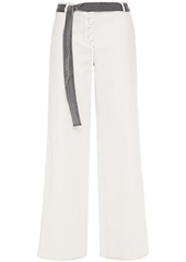 Ba&sh - Dustin belted stretch-cotton twill wide-leg pants - White - 0