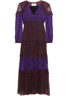 Ba&sh - Gypsie tiered printed crepon midi dress - Purple - 0