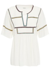 Ba&sh Woman Taylor Embroidered Crepe De Chine Top Ivory