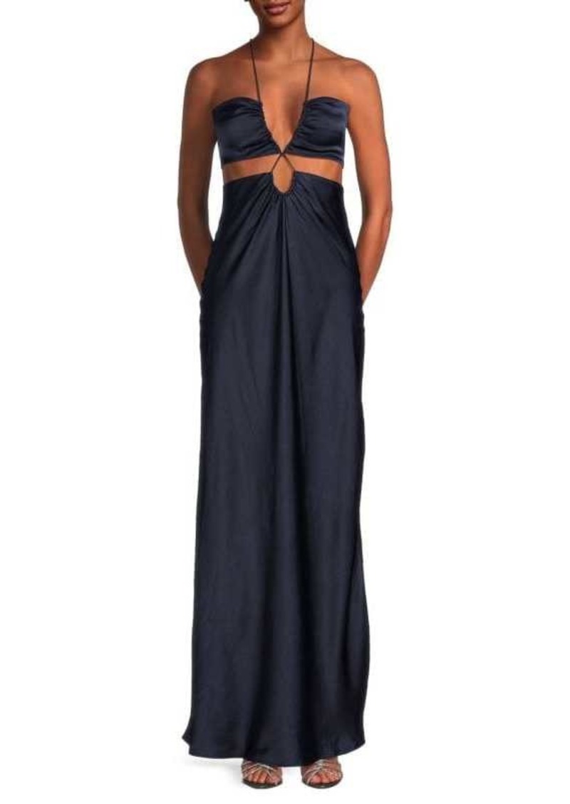 ba&sh Carmine Cutout Satin Maxi Dress