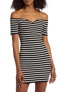 ba&sh Oleane Striped Off Shoulder Mini Dress