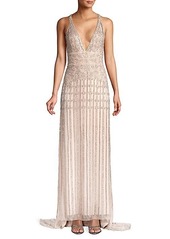 Basix Black Label Beaded Backless Gown
